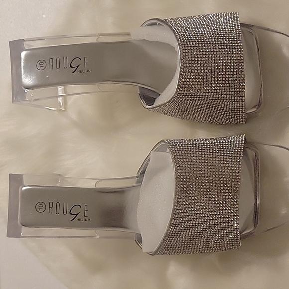 Rouge! Shoes - Clear/ Rhinestone Block Heels